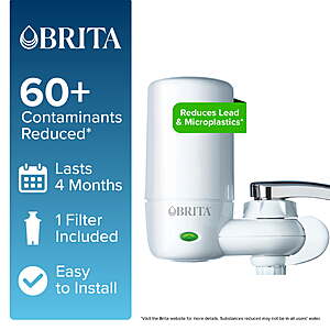 Brita Elite Advanced White,Faucet Water Filter System,1 Replacement Filter,Reduces Lead $22.86
