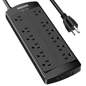 12-Outlet Power Strip - 4 USB Charging Ports (2 USB-C),2700 Joule Surge Protection,Durable 6ft Extension Cord for Home and Office $21.99