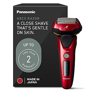 Panasonic ARC5 Electric Razor for Men Face,Wet & Dry Shavers for Men with Foil Shaver,Ultra-Fast 5-BladeES-ALV6HR (Red) $129.99