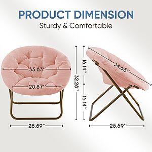 DUMOS Faux Fur Saucer Chair,Living Room Folding Lounge Chair $52.95