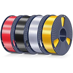 AC] $36.71* | 4-Pk 1KG SUNLU Silk PLA 1.75mm 3D Printer Filament at Amazon