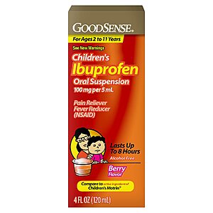 4-Oz GoodSense Children's Ibuprofen Oral Suspension Pain Reliever & Fever Reducer (Berry) $3.67 + Free Shipping w/ Prime or on $35