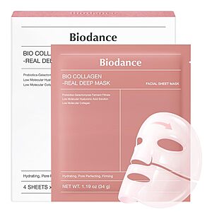 BIODANCE Bio-Collagen Real Deep Mask,Hydrating Overnight Hydrogel Face Mask 1.19oz(34g) x 4ea $13.3