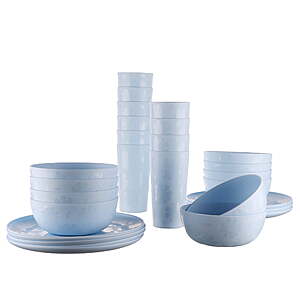 30-Pc Mainstays Etched Pattern Plastern Dinnerware Set (4 Colors) $9.90 + Free S&H on $35