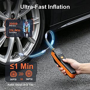 BEVA 150PSI Portable Air Compressor w/ Digital Pressure Gauge & LED Light $15 + Free Shipping w/ Prime or on $35+ $14.99