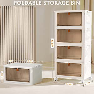26.99:4-Tier 23-Liter Okenten Stackable Plastic Storage Bins w/ Lid & Rolling Wheels at Walmart.com