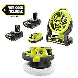 Ryobi ONE+ 18V Cordless Hybrid 7.5 in.Fan Kit w/ (2) 2Ah Batteries,Charger,w/ FREE ONE+ 18V Cordless Random Orbit Buffer $121