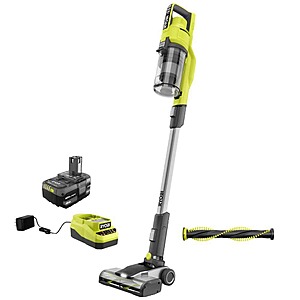 Ryobi ONE+ 18V Cordless Stick Vacuum Cleaner Kit with 4.0 Ah Battery,Charger,and Replacement Bristle Roller Bar $139