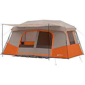 Ozark Trail 11-Person Instant Cabin Tent with Private Room,3-Room Family Camping Tent with Awning (Orange) $119 + Free Shipping