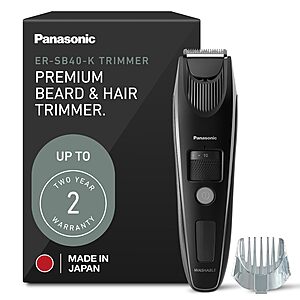 104.99:Panasonic ER-SB40-K Beard Trimmer for Men Cordless Hair Clipper,19 Adjustable Settings 0.5-10mm