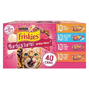 21:40-Pack of 5.5 oz.Purina Friskies Gravy Wet Cat Food Variety Pack,Surfin’ and Turfin’ Prime Filets Favorites