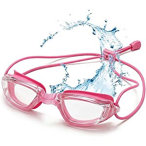 Aegend Adult Mirrored Swimming Goggles w/ Adjustable Bungee Strap (Transparent Rose Red) $3.99 + Free Shipping w/ Prime or on $35