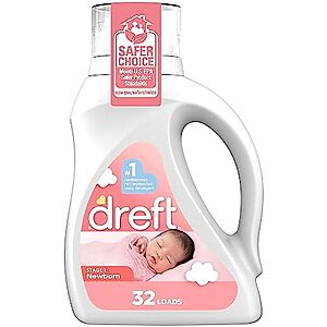 [S&S, AC] $12.32: 4 × 46-Oz Dreft Stage 1 Newborn Baby Liquid Laundry Detergent (Baby Fresh, 32 Loads) ($3.08 each) at Amazon