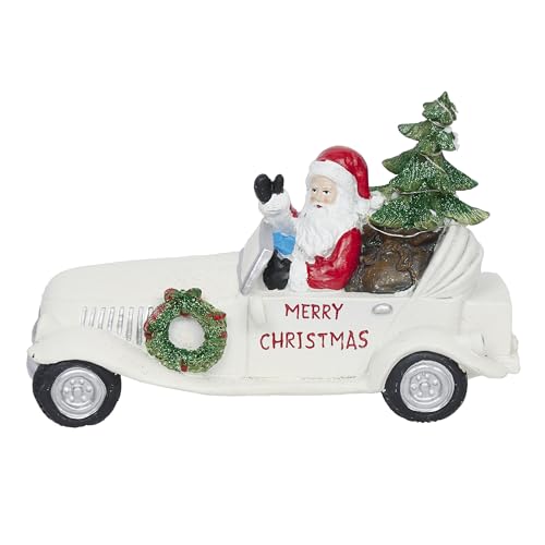 Alpine Corporation Merry Chris...intage White Car Statue w/LEDs