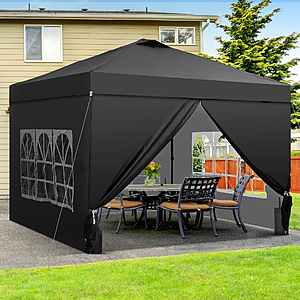 Outdoor Basic 10'x10' Pop up Canopy Tent with 4-Sidewalls&Sandbag(Black) $65.02 + Free S&H at Walmart