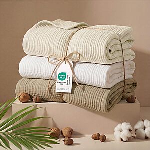 Bedsure 4-Layer Cotton Muslin Throw Blanket (50" x 70",Beige or White) from $14.39 & More + Free Shipping w/ Prime or on $35