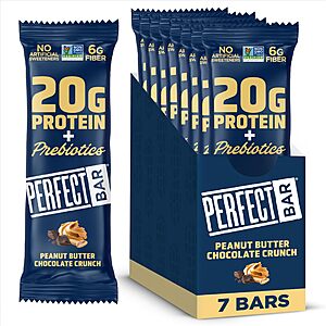 S&S] Perfect Bar Protein + Prebiotics Chocolate Peanut Butter Protein Bar,20g Protein,Grass-Fed Whey,6g Fiber With 3g Prebiotics,2.4 Ounce Bar,7 Count $13.28