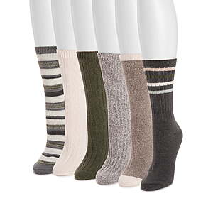 MUK LUKS Women's Fluffy Dream Crew Boot Socks,6-Pack,OSFM $5.21+ $5.24