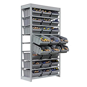 285 Home Depot KINGS RACK Gray 8-Tier Bootless Bin Storage System Garage Storage Rack (24 Plastic Bins in 8 Tier