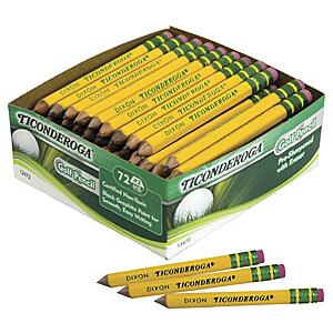 72-ct Ticonderoga Golf Pencils w/ Erasers (#2 HB Lead) $6.95