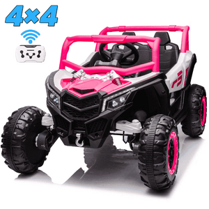 Joyracer 4WD 24 Volt Ride on Toys,2 Seater Power Car wheels with Remote Control,Bluetooth,Spring Suspension,LED Light,Pink $205.97
