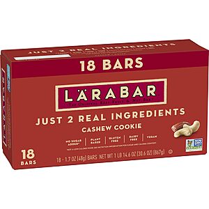18-Pack 1.7-Oz Larabar Fruit & Nut Bars (Cashew Cookie) 2 for $19.40 w/ Subscribe & Save