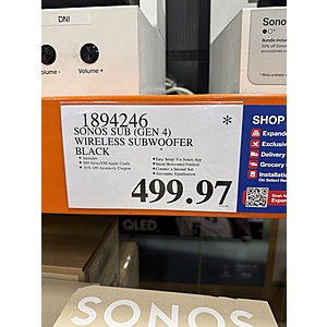 Sonos Sub Gen 4 Costco YMMV $499 in store