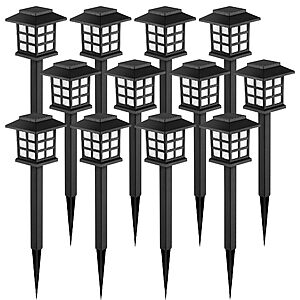 Prime] 12-Pack GIGALUMI Solar Outdoor Pathway Lights (Warm White) $13.19 + Free Shipping