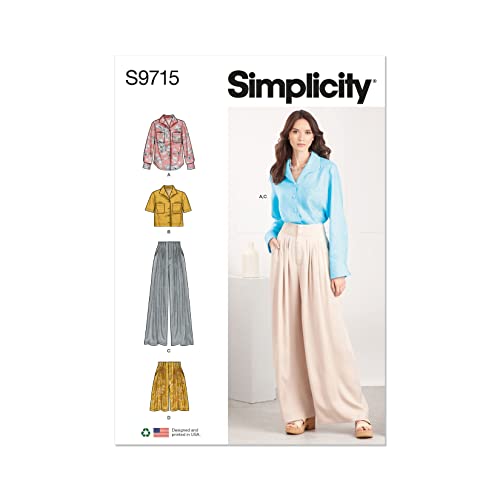 Simplicity Misses' Button Down...zes 18-20-22-24-26,Multicolor