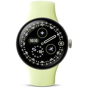 249.99 | 41mm Google Pixel Watch 4 - Lemongrass Active Band - LTE at Amazon