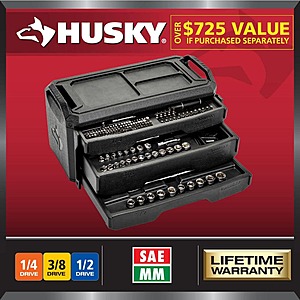 280-Pc Husky SAE/Metric Mechanics Tool Set w/ Durable Storage Box $99 + Free Delivery