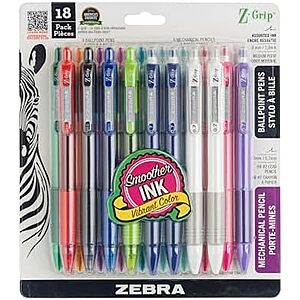 18-Piece Zebra Pen Z-Grip Retractable Ballpoint Pen & Mechanical Pencil Set $3.63 + Free Shipping w/ Prime or on orders over $35