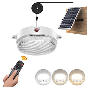 UPONUN Solar Ceiling Lights Indoor Outdoor,Day/Night Shed Barn Lamp-1 Pack $19 AC + Free Shipping