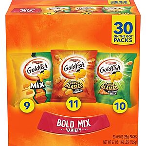 SnS,AC] $7.72* | 30-ct 0.9-oz.Goldfish Bold Mix Baked Snack Crackers (Bold Mix) at Amazon