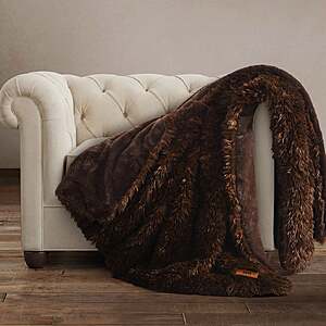 FRYE Arctic Luxe Faux Fur Throw $24.99 Brown or Gray Free Shipping Costco.com