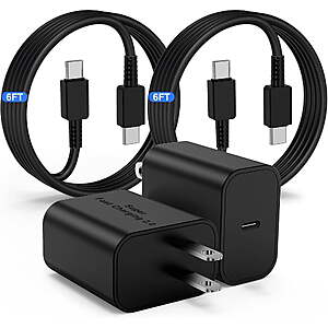 2-Pack 45W Samsung USB-C Super Fast Charger w/ 6' Type-C Cable $13.69 + Free Shipping w/ Walmart+ or on $35