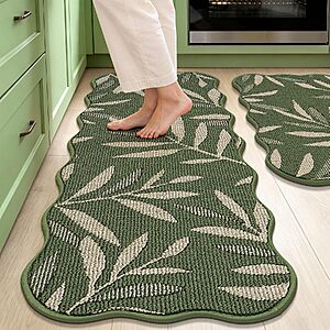 2-Pack JSEI 3D Leaf Scalloped Kitchen Rug Set (17"x30" & 17"x48") $14.99 + Free Shipping w/ Prime or on $35