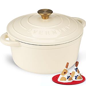 Prime]Overmont Enameled Cast Iron Dutch Oven(7QT,Cream White) $47.49 + Free S&H at Amazon