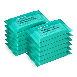 Amazon Basics Flushable Adult Toilet Wipes,Fragrance Free,504 Count (12 Packs of 42),Packaging May Vary $11.19 or less