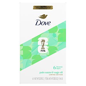 SnS | 2-packs of 6-count Dove FIFA Beauty Bar Soap,3.75 oz,Palo Santo & Sage Oil | Limited edition | $13.23