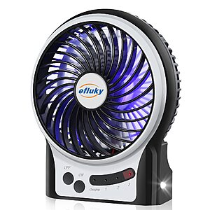 Prime] 4.9" efluky Rechargeable Mini Desk Fan w/ LED Light $5.99 + Free Shipping