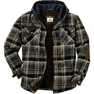 24.98:Mens Hooded Plaid Flannel Berber Lined Shirt Jacket (Union Plaid,Medium ONLY