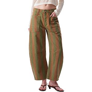 ONESO Barrel Jeans for Women,Low Waist 26'' Inseam,Relaxed Barrel Wide Leg,Patch Pockets,Trendy Loose Fit $59.99