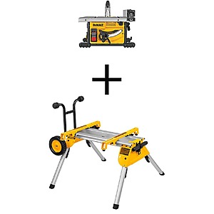 Dewalt 15 Amp Corded 8-1/4 in.Compact Portable Jobsite Tablesaw with Heavy-Duty Rolling Stand with Quick-Connect Brackets $379
