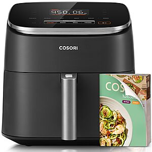 Cosori 9-in-1 TurboBlaze Air Fryer 6 Qt,PFAS-Free Ceramic Coating,90°–450°F,120V,Dark Gray $89.99