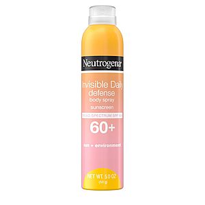 Select Accts:5-Oz Neutrogena Invisible Daily Defense Body SPF 60+ Sunscreen $2.60 w/ S&S
