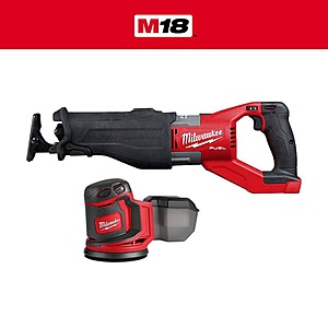 Milwaukee M18 Fuel 18-Volt Li-Ion Brushless Cordless Super Sawzall Orbital Reciprocating Saw with M18 5 in.Random Orbit Sander $239