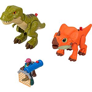 9.84:Fisher-Price Imaginext Jurassic World Rebirth Playset – T.Rex Toy Gift Pack with 3-inch Human Figure,2 Dinosaurs & Accessories at Amazon