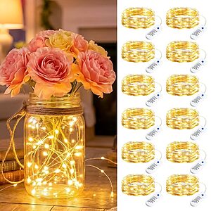 12-Pack Minetom 7ft Warm White Battery Operated Fairy String Lights w/ 8 Modes $4.99 + Free Shipping w/ Prime or on $35
