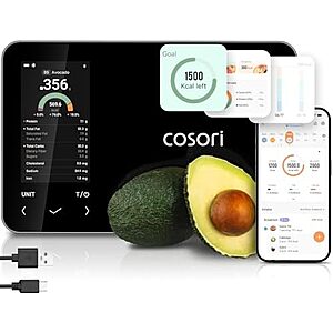 Resale,AC] $21.20 | Cosori Smart Food Scale with Nutritional Calculator,USB Rechargeable,11lb (Used - Like New) at Amazon